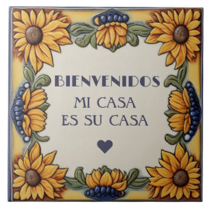 Welkom Mi Casa Es Su Casa Zonnebloem Plaquette Tegeltje