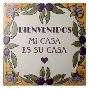Welkom Mi Casa Es Su Casa Zwarte Olijf Welkom Tegeltje