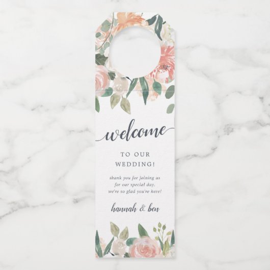 Welkom Midzomer Floral Weddenschap Flessenhanger (Voorkant)