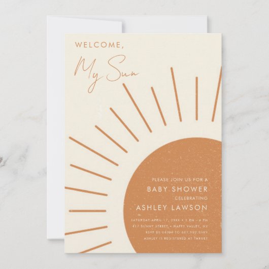 Welkom Mijn Zon Modern Boho_2 Baby shower Kaart (Voorkant)