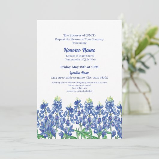 Welkom militaire echtgenoot Texas Bluebonnet Digit Kaart (Staand voorkant)