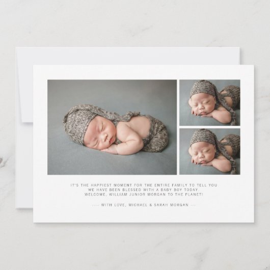 Welkom minimalistische aankondiging van geboorte F (Achterkant)