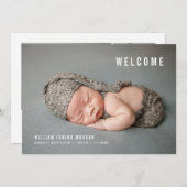 Welkom minimalistische aankondiging van geboorte F (Voorkant / Achterkant)