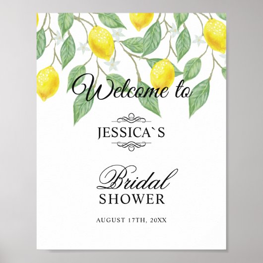 Welkom | Modern Boho Lemon Summer Wedding Poster (Voorkant)