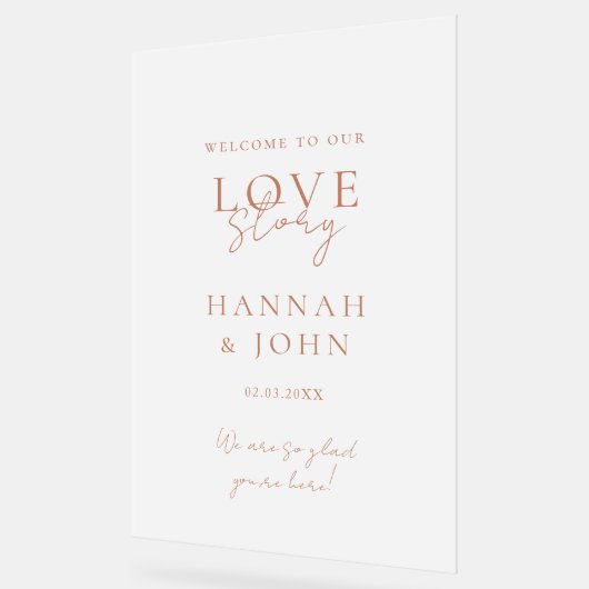 Welkom! Modern, kalligrafie, bruiloft Acryl Bord (Hoek)