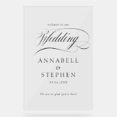 Welkom! Modern, kalligrafie, bruiloft Acryl Bord (Voorkant)