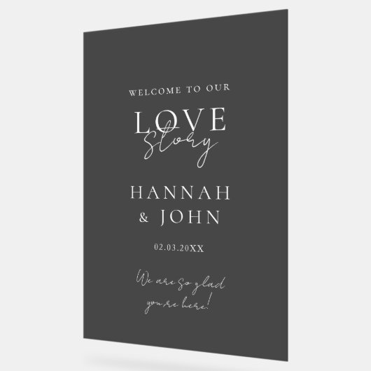 Welkom! Modern, kalligrafie, bruiloft Acryl Bord (Hoek)