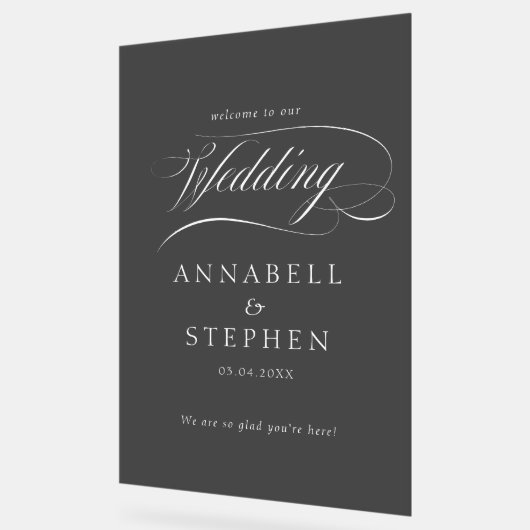 Welkom! Modern, kalligrafie, bruiloft Acryl Bord (Hoek)