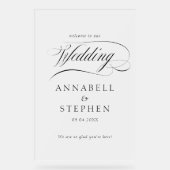 Welkom! Modern, kalligrafie, bruiloft Acryl Bord (Voorkant)