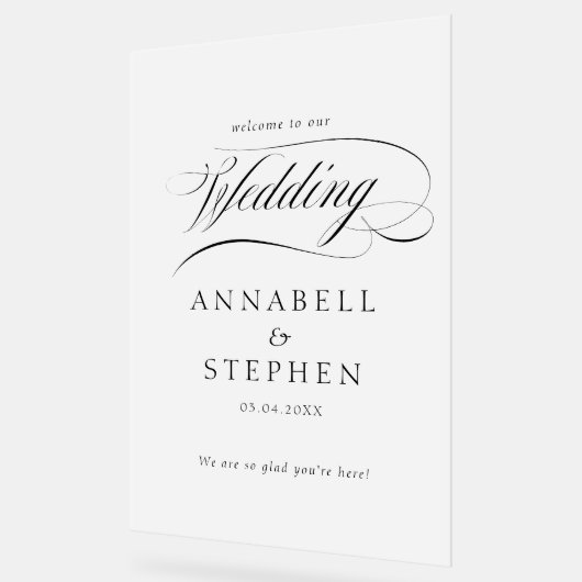 Welkom! Modern, kalligrafie, bruiloft Acryl Bord (Hoek)