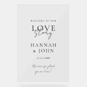 Welkom! Modern, kalligrafie, bruiloft Acryl Bord (Voorkant)