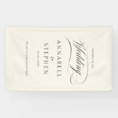 Welkom! Modern, kalligrafie, bruiloft Spandoek (Horizontaal)