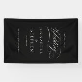 Welkom! Modern, kalligrafie, bruiloft Spandoek (Horizontaal)