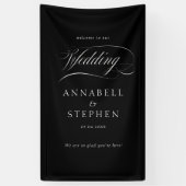 Welkom! Modern, kalligrafie, bruiloft Spandoek (Verticaal)