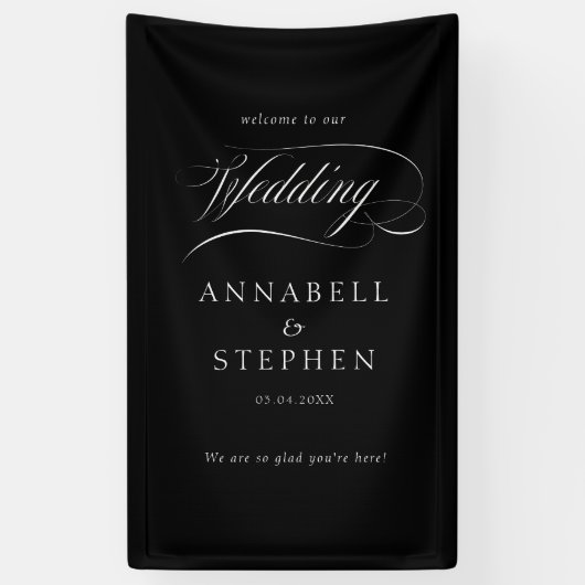 Welkom! Modern, kalligrafie, bruiloft Spandoek (Verticaal)