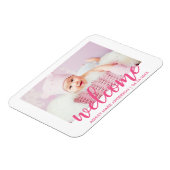 Welkom, modern Nieuw, warm roze baby Magneet (Linkerzijde)