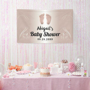 Welkom modern Roos Gold Baby shower Spandoek