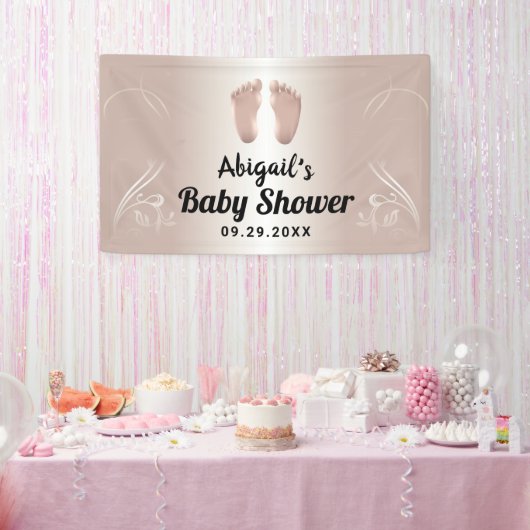 Welkom modern Roos Gold Baby shower Spandoek (Feest)