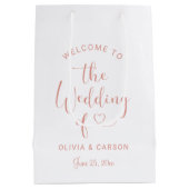 Welkom modern Roos Gold Heart Script Weduwschap Medium Cadeauzakje (Achterkant)