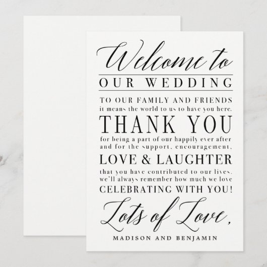 Welkom modern script, EDITABLE COLOR Bedankkaart (Voorkant / Achterkant)