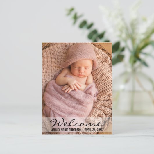 Welkom Moderne Baby Geboorte Aankondiging Briefkaa (Staand voorkant)
