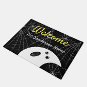 Welkom, moderne, minimale Ghost Halloween-familie Deurmat (Schuin)