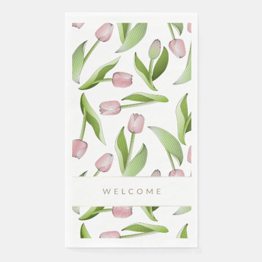 Welkom Moderne Roze Tulp Bloemen Servet (Voorkant)