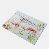 Welkom Moderne Tropische Flamingo Familienaam Deurmat (Schuin)