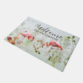 Welkom Moderne Tropische Flamingo Familienaam Deurmat (Schuin)