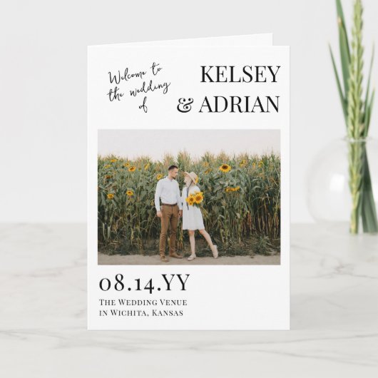 Welkom Moderne Typografie Foto Weddenschap Programma (Voorkant)