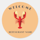 Welkom Moderne zeevruchten Kreeft limoen logo naam Ronde Sticker (Voorkant)