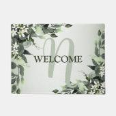 Welkom Monogram Greenery Floral Eucalyptus Leaves Deurmat (Voorkant)