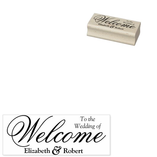 Welkom Monogram Minimalistische Elegante Bruiloft Rubberstempel (Gestempeld)