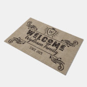 Welkom Monogram Rustic Logo Typografie Burlap Deurmat (Schuin)
