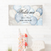 Welkom Mooie Aquarel Roze Witte Ballonnen Feest Spandoek (Insitu)