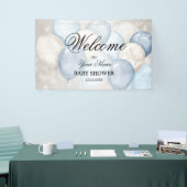 Welkom Mooie Aquarel Roze Witte Ballonnen Feest Spandoek (Beurs)