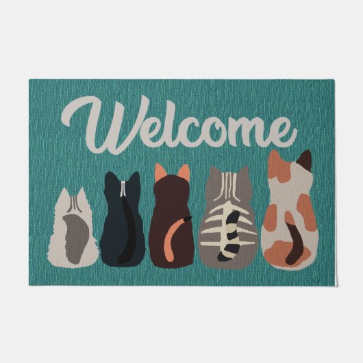Welkom Mooie Cat Team deurmat, Schattig Dier Deurmat (Voorkant)