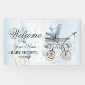 Welkom Mooie Kinderwagen Blauwe Bloemige Mooie Fee Spandoek (Horizontaal)