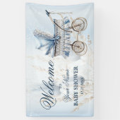 Welkom Mooie Kinderwagen Blauwe Bloemige Mooie Fee Spandoek (Verticaal)