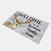 Welkom Mule Deer Hunting Buck Antlers Familienaam Deurmat (Schuin)