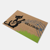 Welkom Muzikant Zwarte Kat Mat, Eenvoudig Deurmat (Schuin)