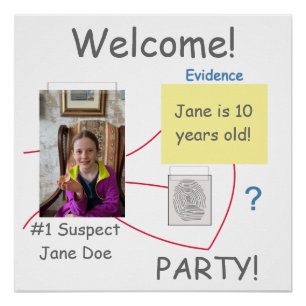 Welkom Mystery Crime Solving Evidence Board Perfect Poster