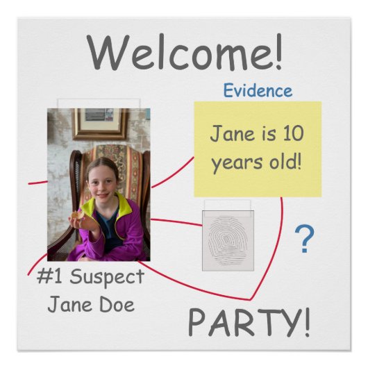 Welkom Mystery Crime Solving Evidence Board Perfect Poster (Voorkant)