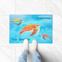 Welkom naam familie Zeeschildpadden Deurmat