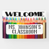 Welkom Naam leraar Classroom Spandoek (Horizontaal)