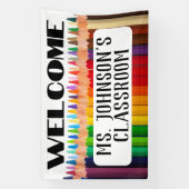Welkom Naam leraar Classroom Spandoek (Verticaal)