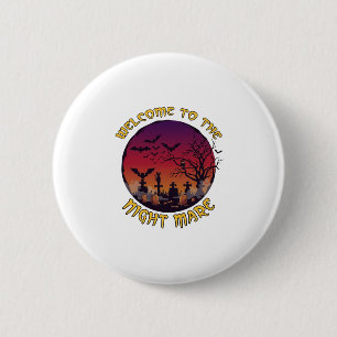 Welkom Nacht Merrie Halloween Rode Maan Kerkhof_1 Ronde Button 5,7 Cm