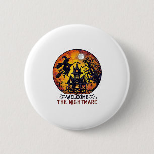 Welkom Nachtmerrie Halloween Spokenhuis Vlieg W Ronde Button 5,7 Cm