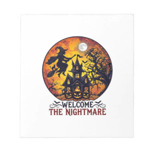 Welkom Nachtmerrie Halloween Spokenhuis Vliegende Notitieblok