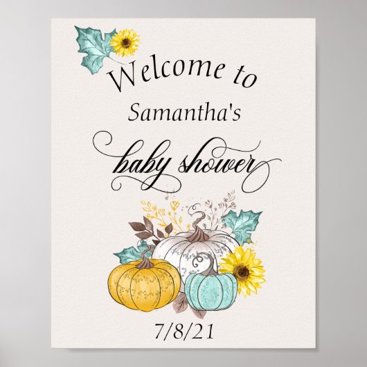 Welkom najaar Thanksgiving Baby shower Poster (Voorkant)